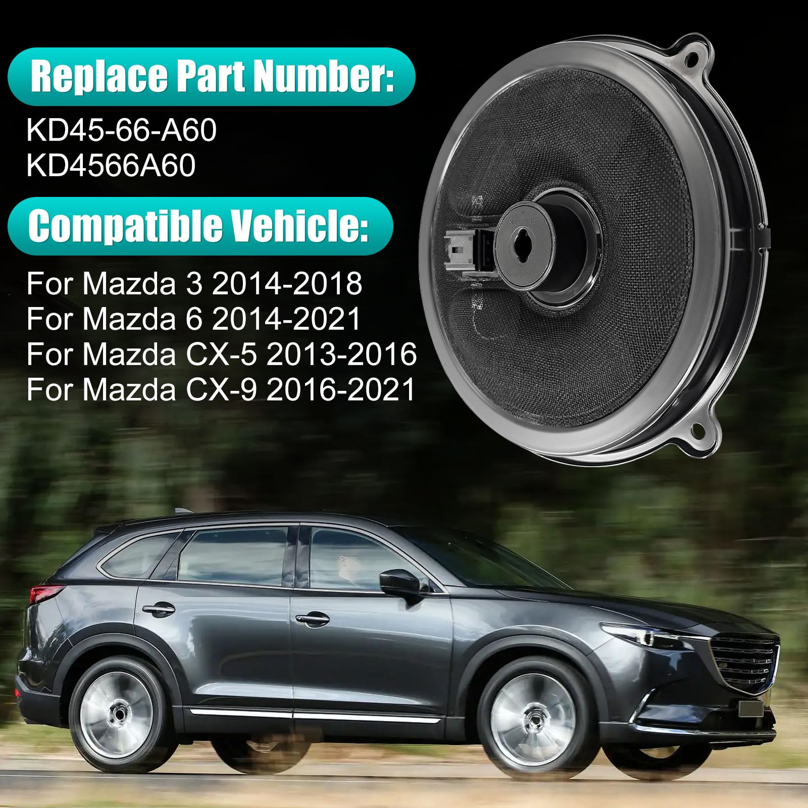 Ballmers KD45-66-A60 9'' Front Door Speaker Compatible with Mazda