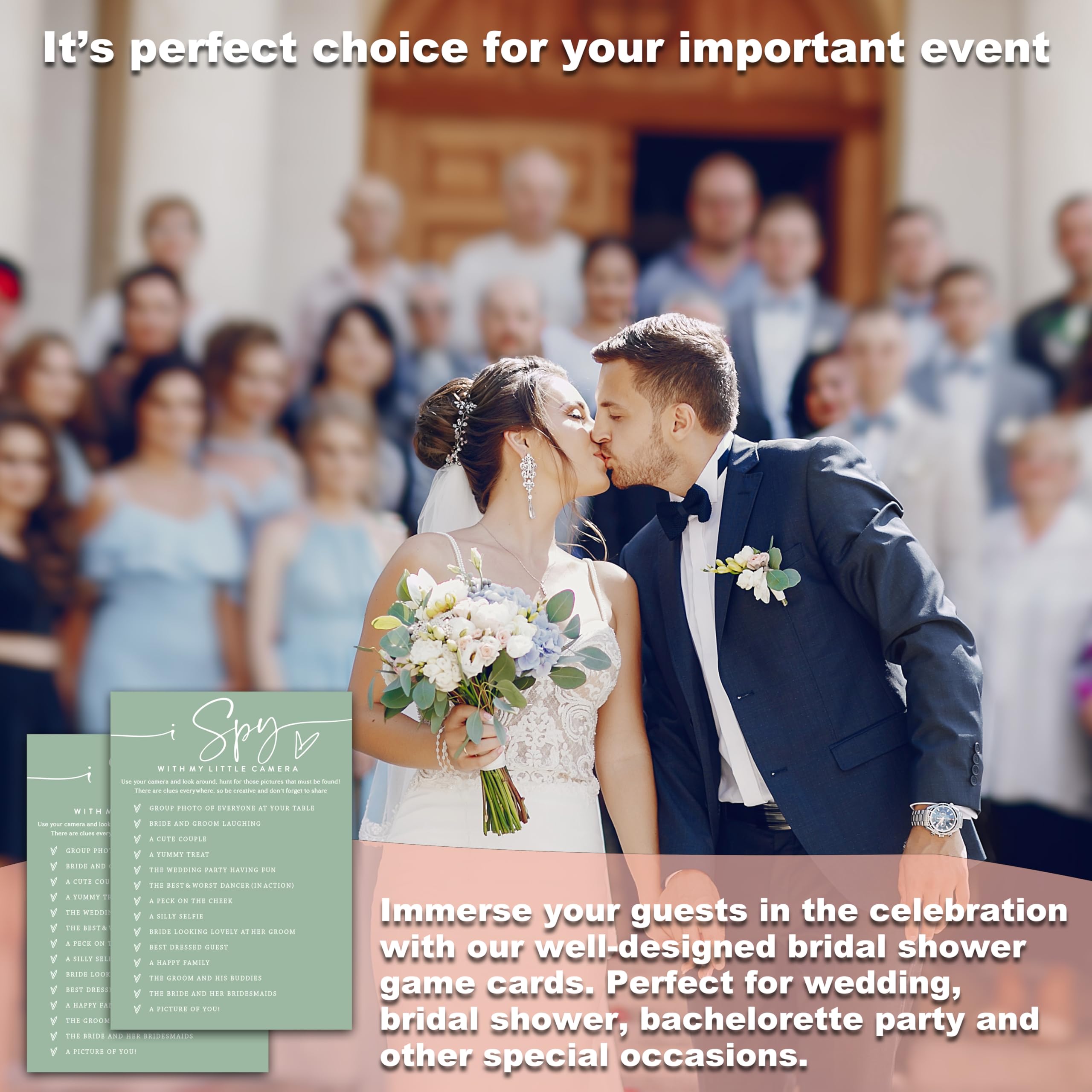 Amazon.com: OXRUN I Spy Wedding Reception Cards, Sea Green Bridal Shower  Games, 30 Elegant Wedding Game for Bachelorette Engagement Party Supplies  Favors - A04 : Home & Kitchen