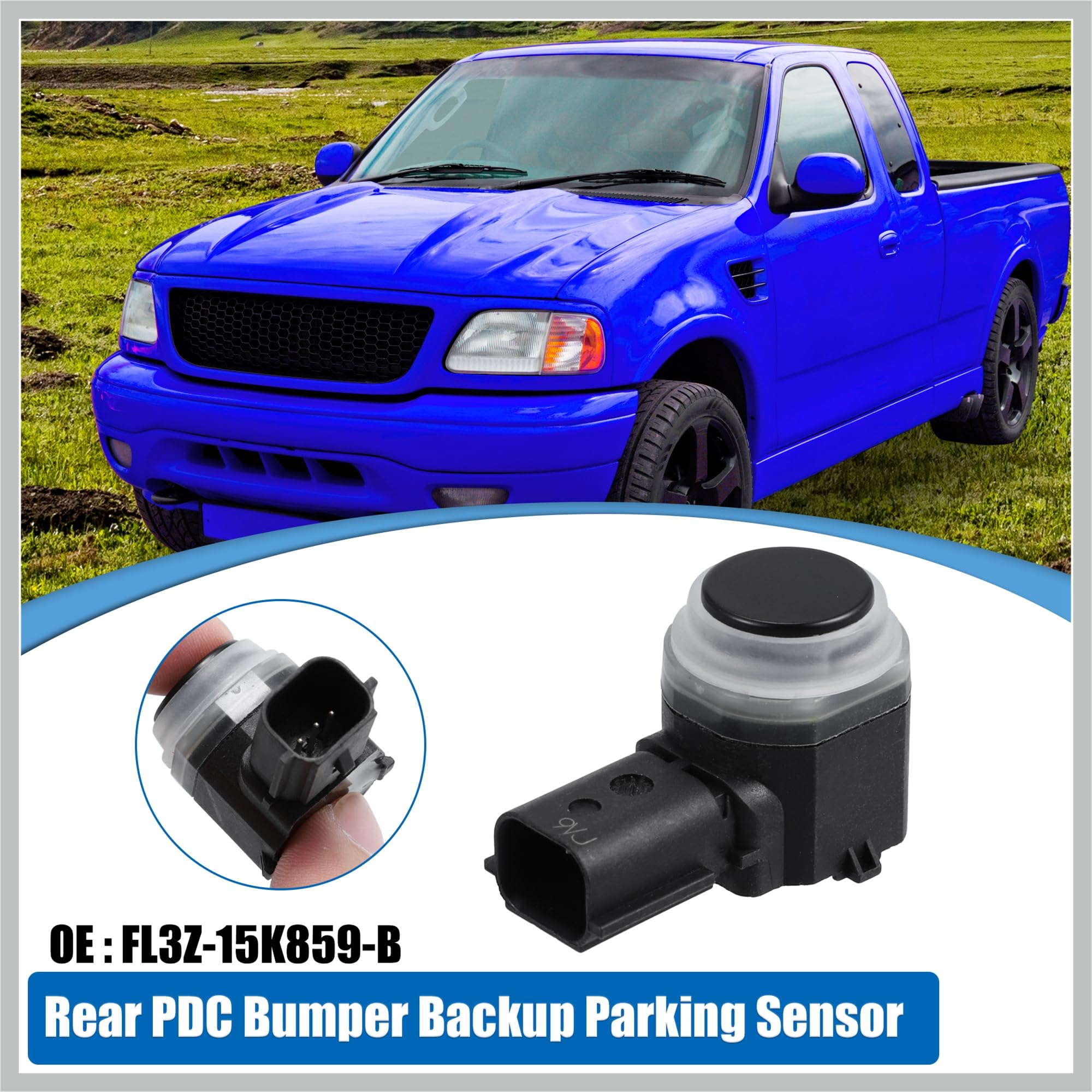 RATCHROLL 4 Pcs Rear Bumper Backup Parking Sensor for Ford F-150 2015-2017 for F-250 F-350 F-450 F-550 Super Duty 2015-2016 FL3Z-15K859-B FL3Z15K859B Replacement Car Parts