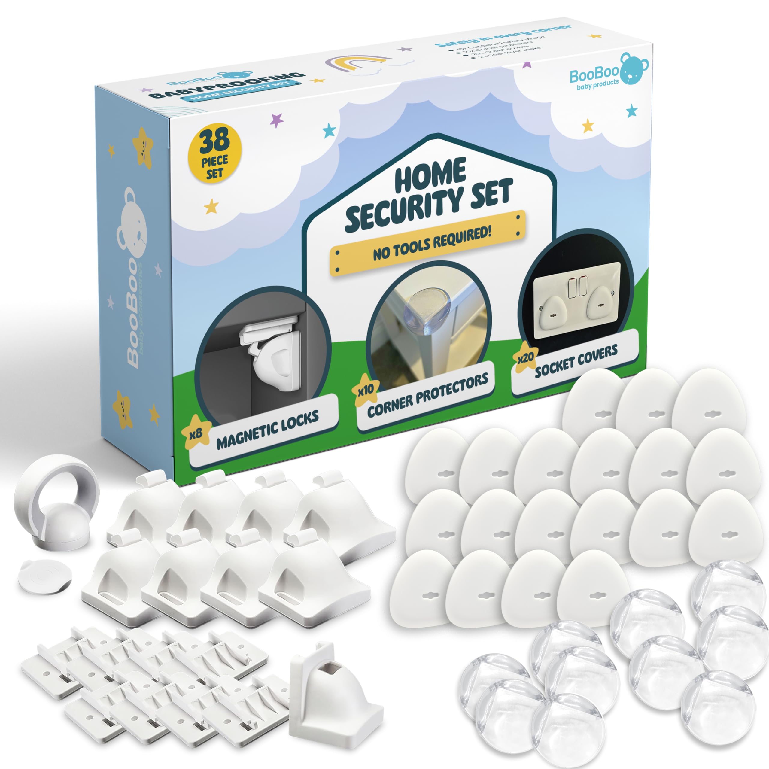 Booboo Baby 38 Pack Magnet Child Safety Baby Proofing Kit, White, Child Safety Kit