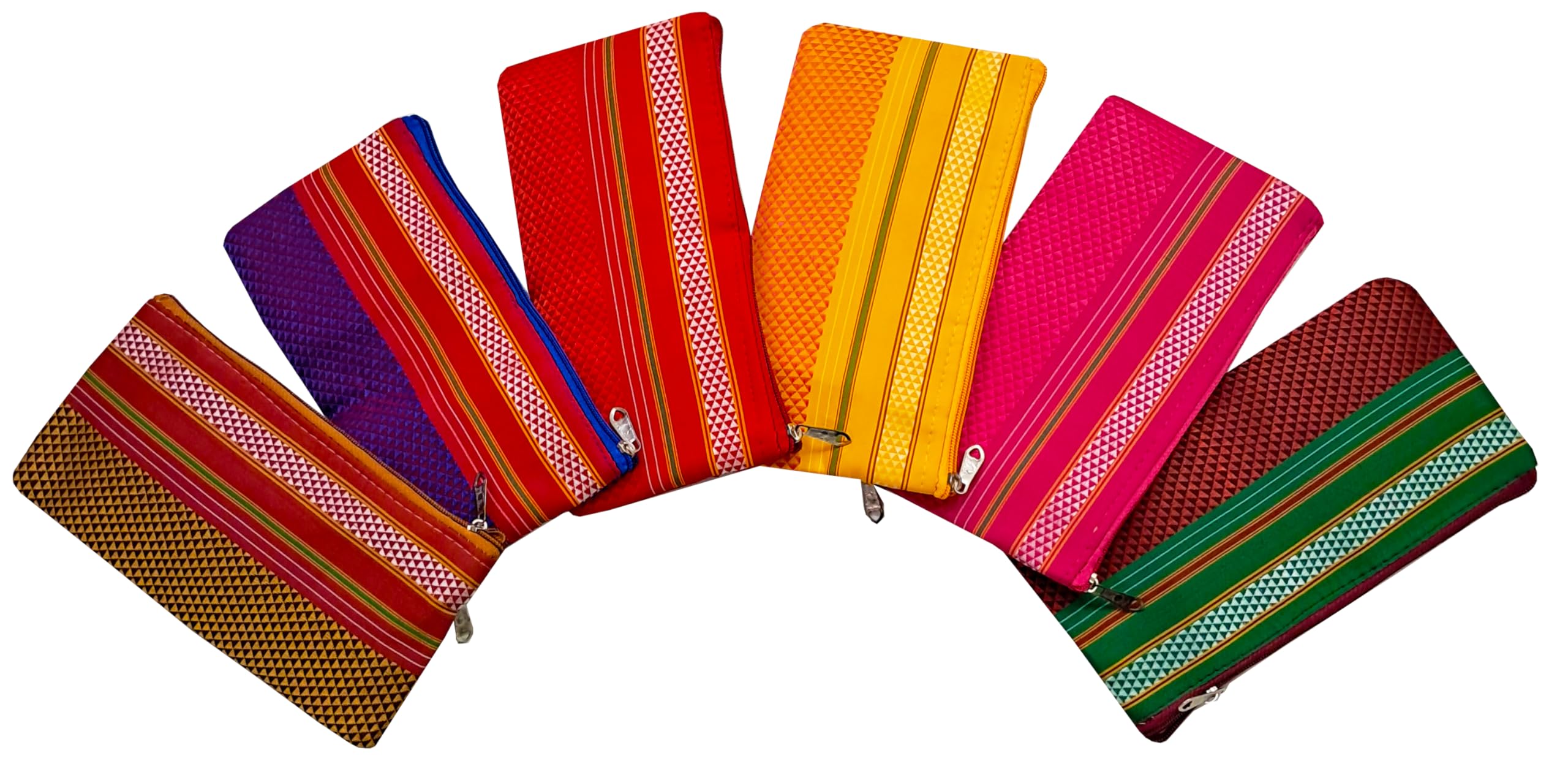 Women Purse with Double Pocket and Zip, Traditonal Khann Zipper Pouches Shagun Gifting Haldi Mehandi Wedding, Festivals, Pooja, Haldikumkum Gift for Women, Multicolor (Pack of 6, Standard)-image-12