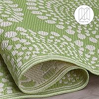 Vista 5 de Fab Habitat - Alfombra para exteriores, impermeable, resistente a la decoloración, sin arrugas, plástico reciclado de alta calidad, medaillon