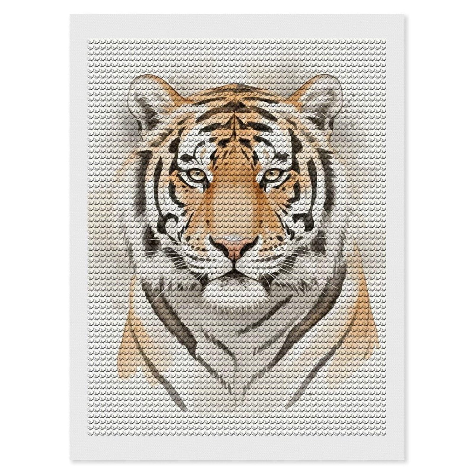 Junmoney Watercolor Tiger Portrait Diamond Painting Kit 12"x16", Adhesive Canvas, Home Wall Decor, for Beginners, Birthday Gift, Full Kit Included