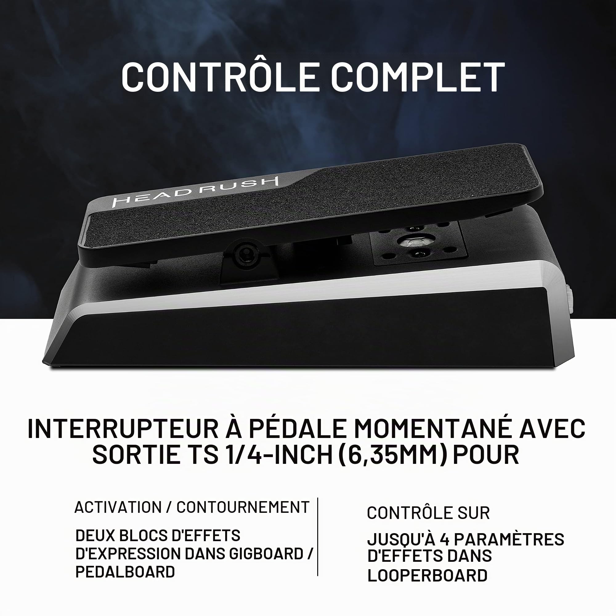 HeadRush Expression Pedal – Pédale d’Expression pour Gigboard, Pedalboard et Looperboard avec Interrupteur Momentané