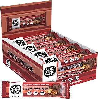 Yubi Fudge Brownie - 12 Pack - Protein Bars - 99 Calories, High Protein, High Fibre, Low Sugar, Gluten Free and Dairy Free - Healthy Snacks/Nutrition Bar - Chocolate Bars - 420g