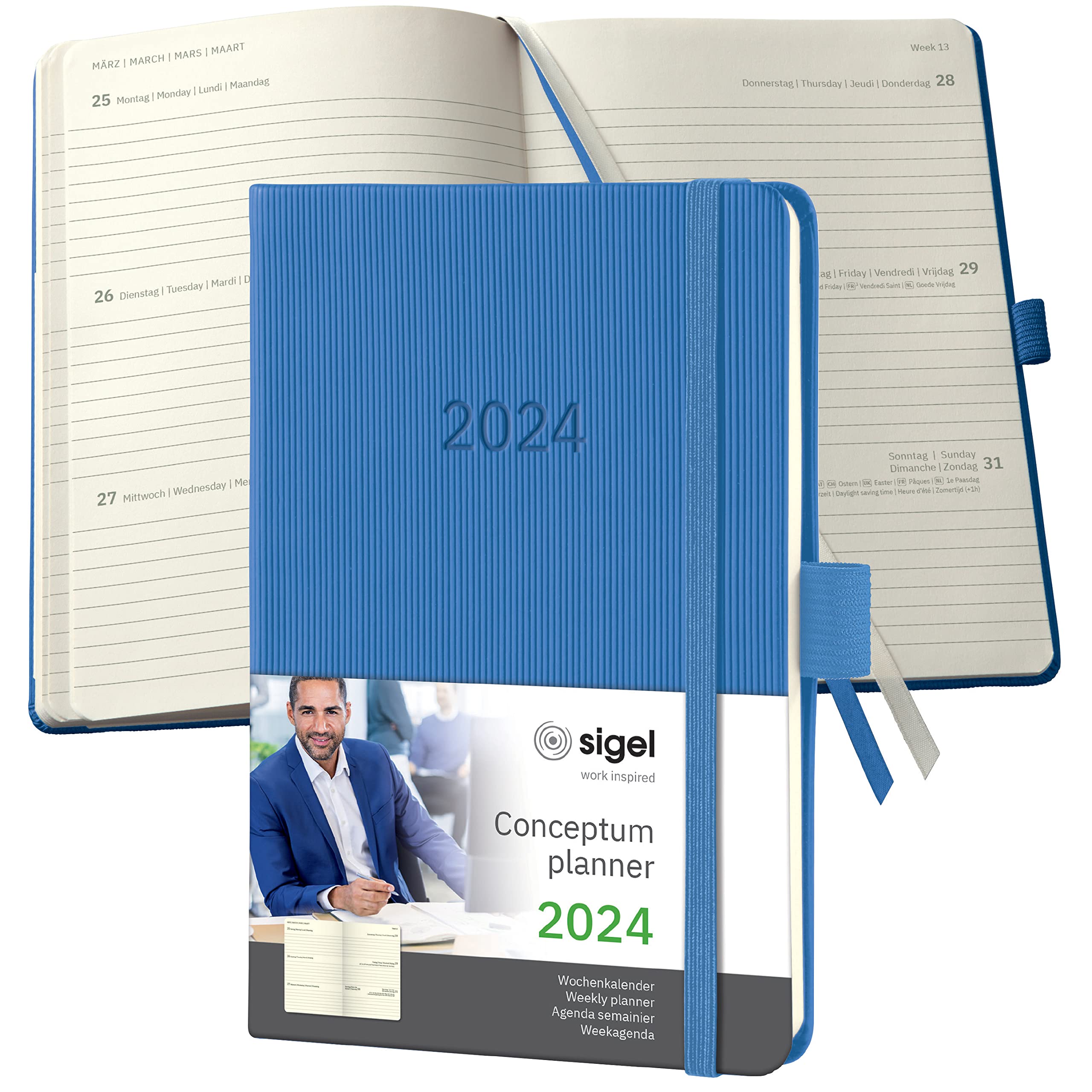 SIGEL C2469 Conceptum Weekly planner 2024, approx. A6, Blue, hardcover, 2 pages equal to 1 week, 176 pages