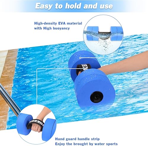 Miniatura 3 de Hikeen Mancuernas de ejercicio acuático con 4 pesas de espuma EVA de alta densidad para piscina, resistencia a la piscina, para aeróbic acuático,