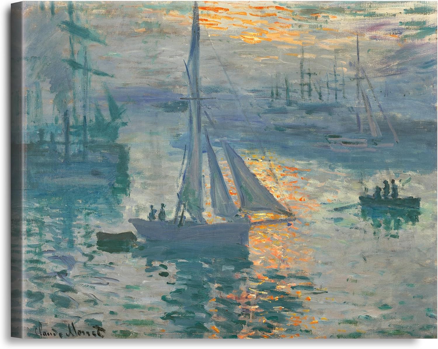 A&T ARTWORK Sunrise by Claude Monet The World Classic Art Reproductions, Giclee Canvas Prints Wall Art for Home Decor,24x30 inches