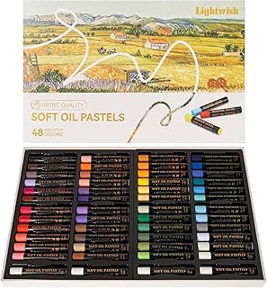 LIGHTWISH - Pasteles al óleo profesionales, 48 colores brillantes más 4 blancos, set de 52 pasteles cremosos y pigmentados para artistas, para mezclar, aplicar capas y hacer sombras
