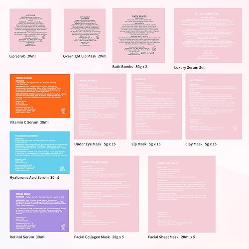 Miniatura 9 de Máscara de hidrogel de colágeno facial de aceite esencial de rosa, máscara de hoja facial, juego de 55 piezas para el cuidado de la piel, kit de spa