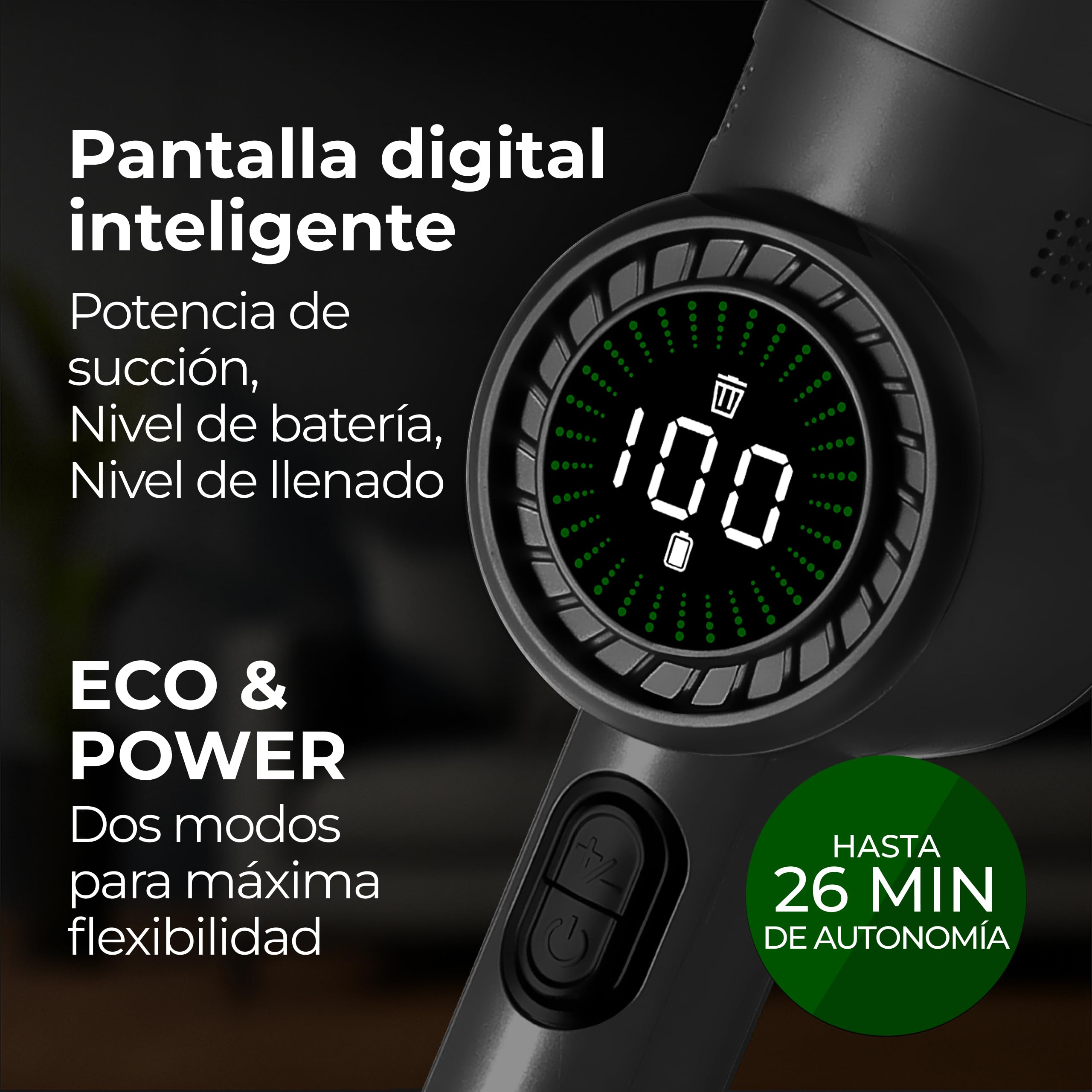 LEBENLANG Aspirador de Mano Potente 17000PA - Incl. Potente batería Recargable & Soporte con función de Carga I Aspirador Coche Aspiradora de Mano sin Cable Coche Sofa aspiradoras