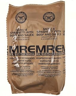 Genuine Military MRE - Menu 4 Spaghetti With Beef And Sauce with 2026 Inspection Date - MRE Meals Ready To Eat