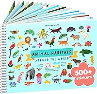 Cupkin Animals Habitat Sticker Book for Kids - 500+ Stickers, 12 Coloring Pages & Scenes, Spiral Bound Travel Activity Ages 2-8