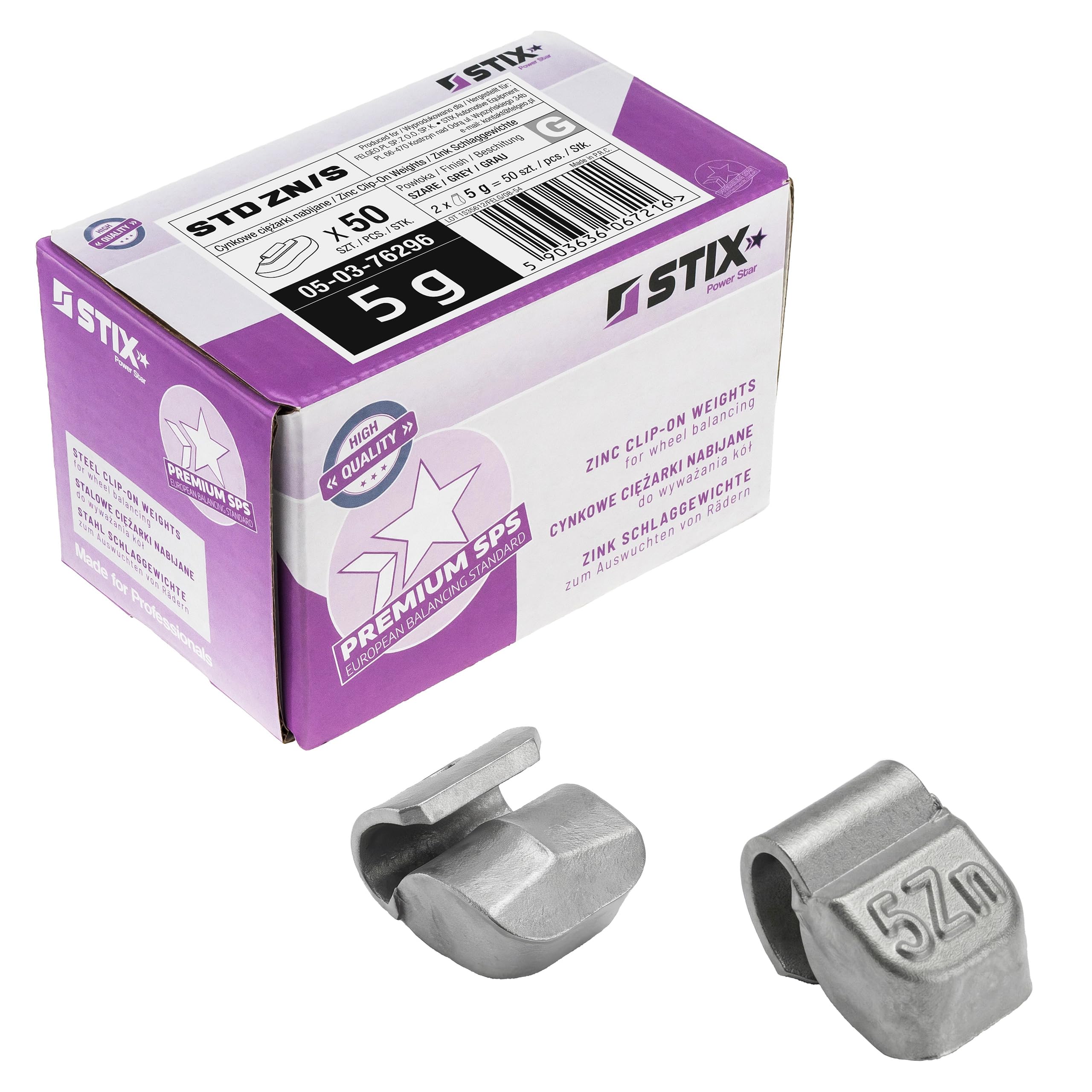 Stix Schlaggewichte Set 5-45g für Stahlfelgen - 450 STK Zink Wuchtgewichte