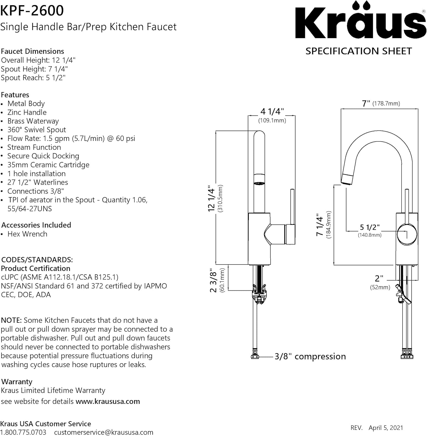 KRAUS Oletto Single Handle Kitchen Bar Faucet with QuickDock Top Mount Installation Assembly in Spot Free Antique Champagne Bronze, KPF-2600SFACB - Image 14