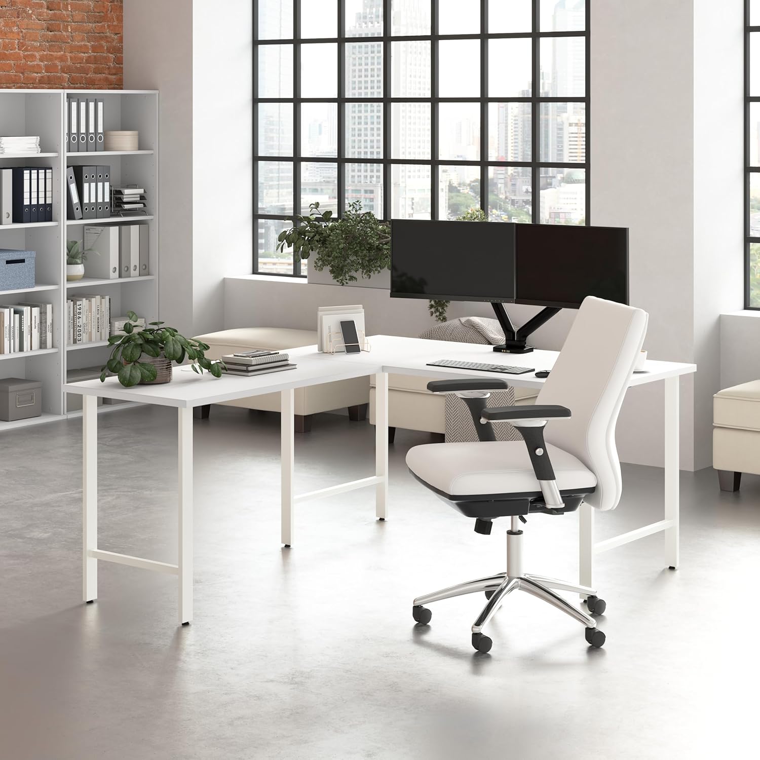 Bush Business Furniture Hustle 60W x 30D Computer Desk with Metal Legs in White, Modular Office Table for Home and Professional Workspace