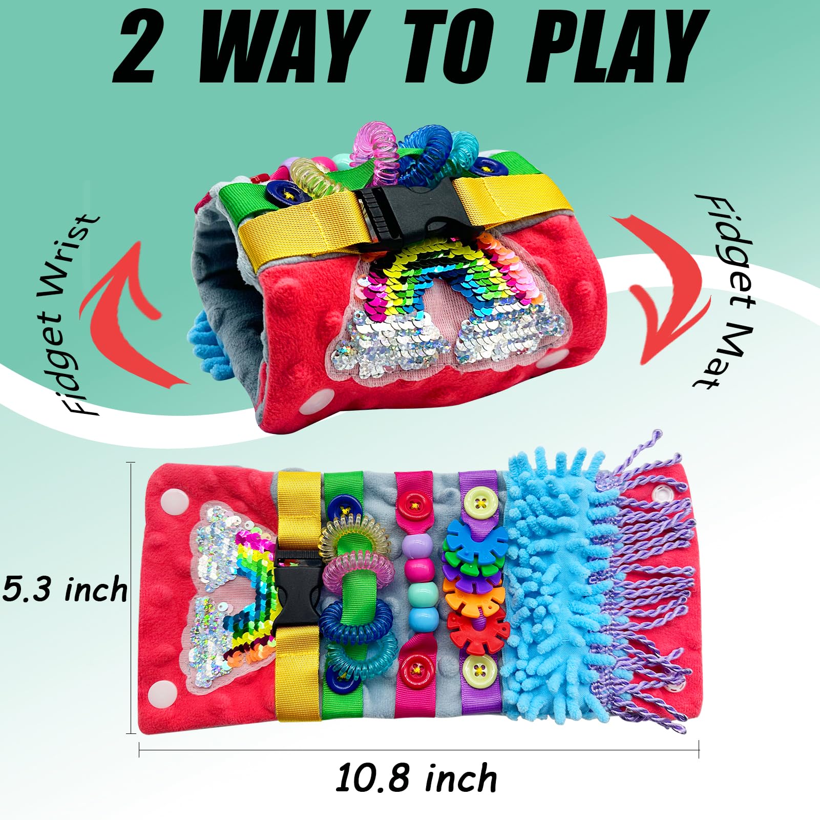 Fidget Blanket for Adult Demenza Prodotti per anziani Alzheimer Demenza Attività per anziani, braccialetto sensoriale fidget per anziani, regalo per demenza (rosso e grigio)