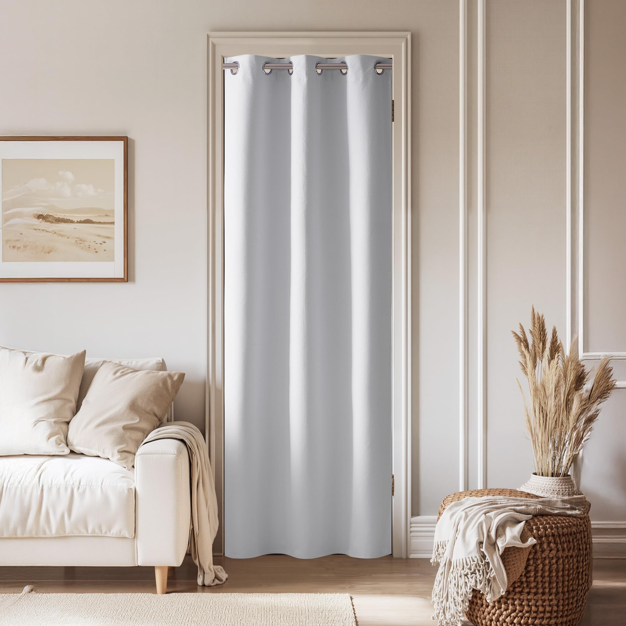 NICETOWN 100% Blackout Door Curtains for Doorway Privacy, Pure White
