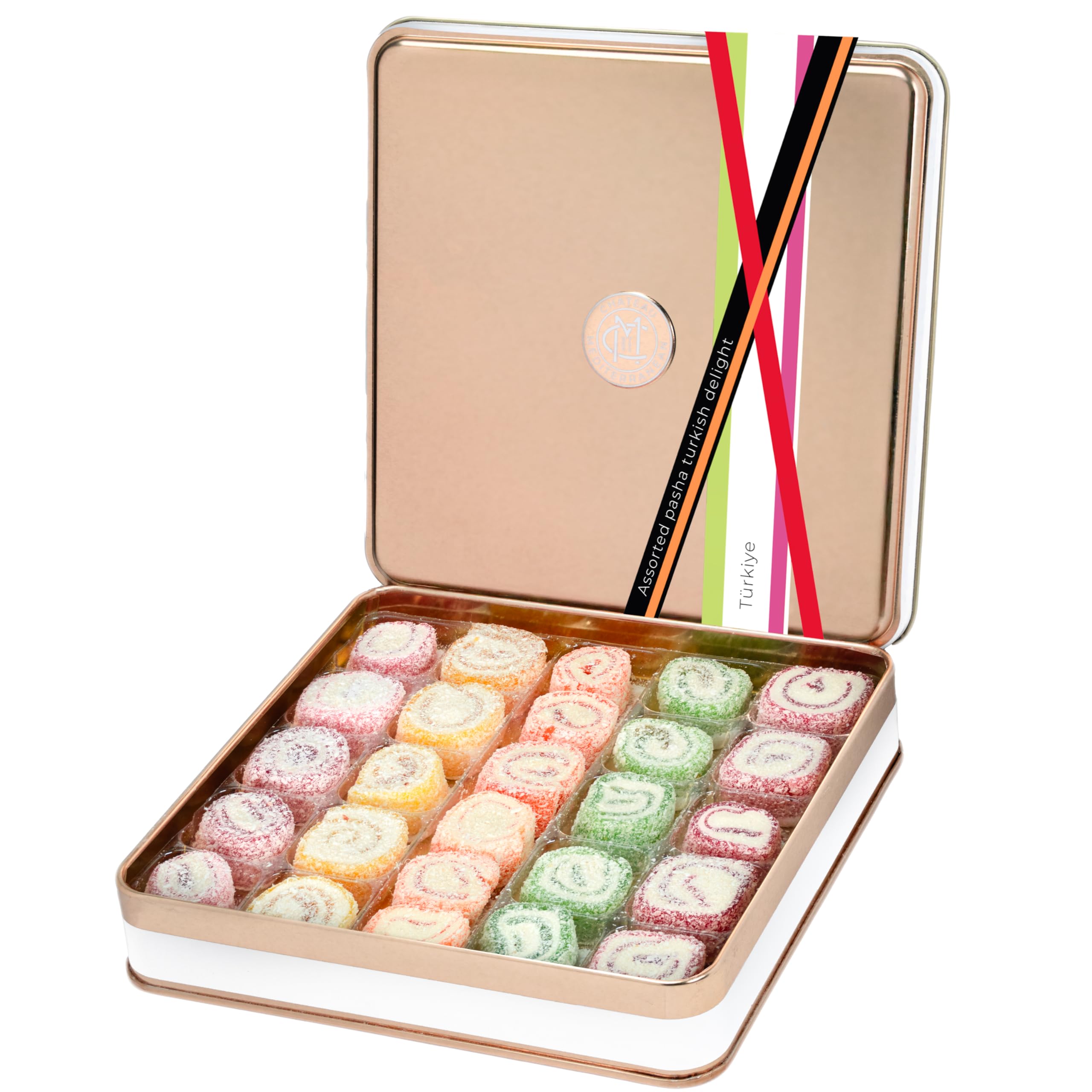 Chateau De Mediterranean Pasha Turkish Delight Assorted Fruit Mix - 500 g | Unique Flavour & Texture | Luxurious Selection with Fruity Flavours | Lokum Dessert Handmade in Turkey | Gourmet Gift