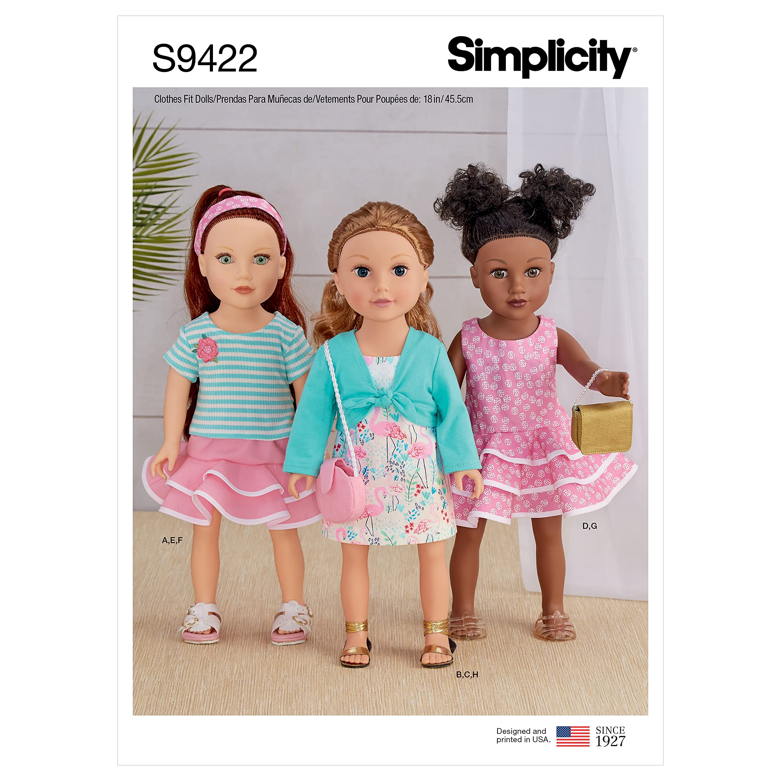 Simplicity White Ss9422os Undefined 18" Doll Clothes, One Size