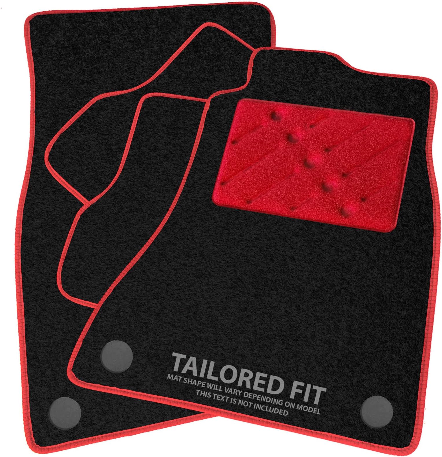 Car Mats FOR Renault Kadjar 2015+ Black Carpet + Red Ribbed Trim + Red Rectangle Heel Pad [SAPP-1728]