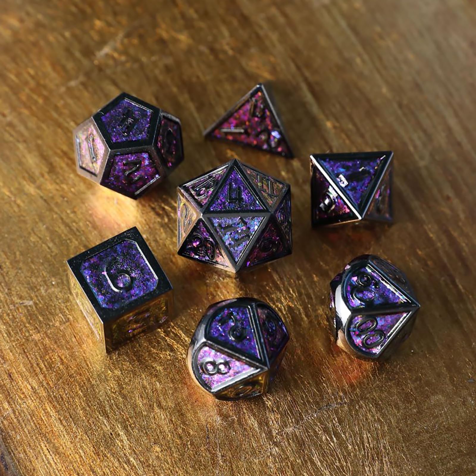 Metal D&D Dice Set - 7 Die Polyhedral Set including D20, D12, D10, D%, D8, D6, D4 for Dungeons & Dragons RPG Board & Table Games - Image 4