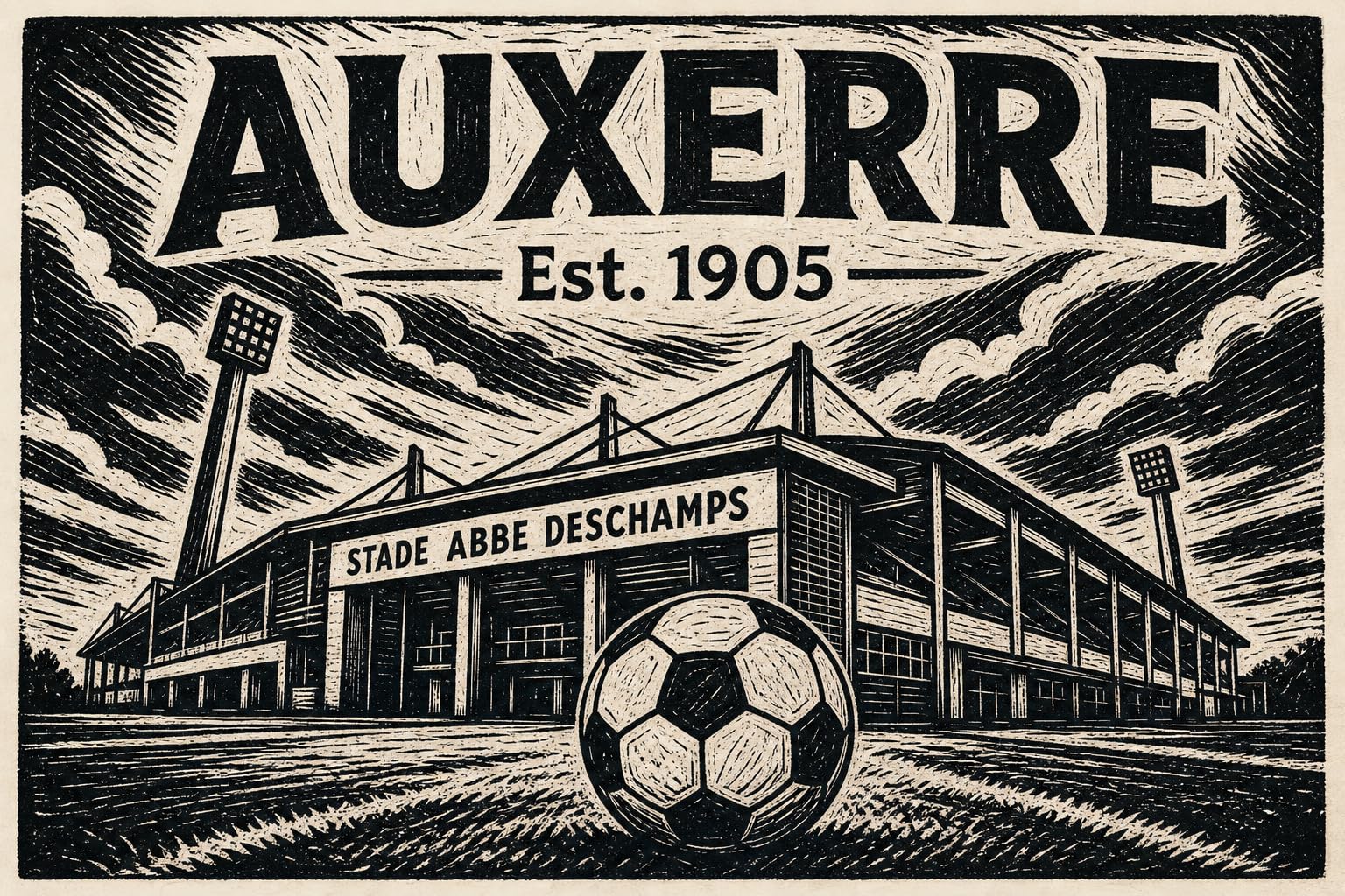 Auxerre Kunstdruck auf Leinwand, Fußball-Design, Stadion-Heimdekoration, 61 x 91,4 cm, Weiß und Blau