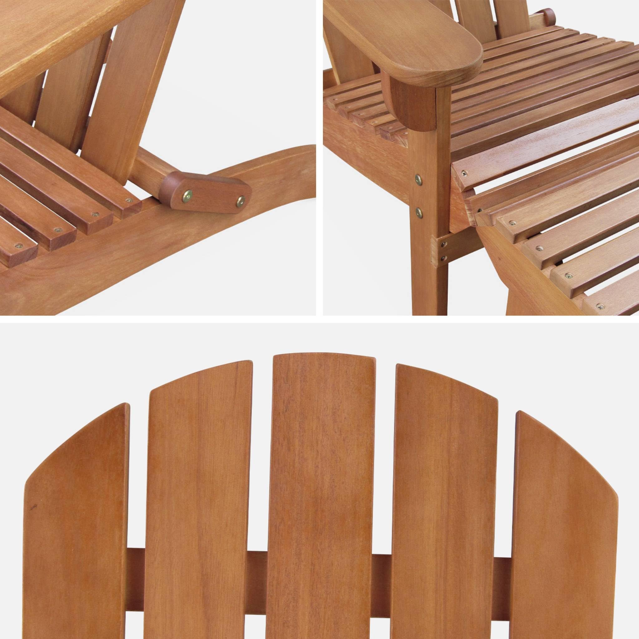 Alice's Garden - Fauteuil de Jardin en Bois avec Repose-Pieds/Table Basse - Adirondack Salamanca - Eucalyptus. Chaise de terrasse Retro