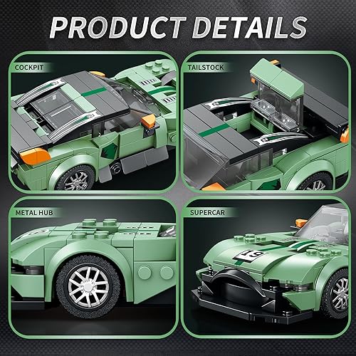 Miniatura 4 de ZYLEGEN Juego de juguetes de construcción de técnica de coche deportivo, mini kit de construcción de autos de carreras y juguete de ingeniería para