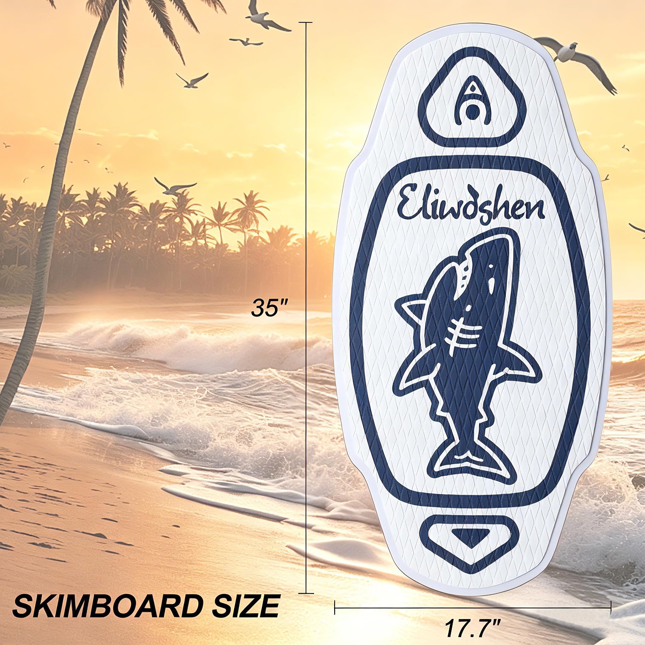 Skimboard - Tabla de madera de 35 pulgadas para niños y adultos, con capa de alto brillo para skimboards de playa, para principiantes a intermedios