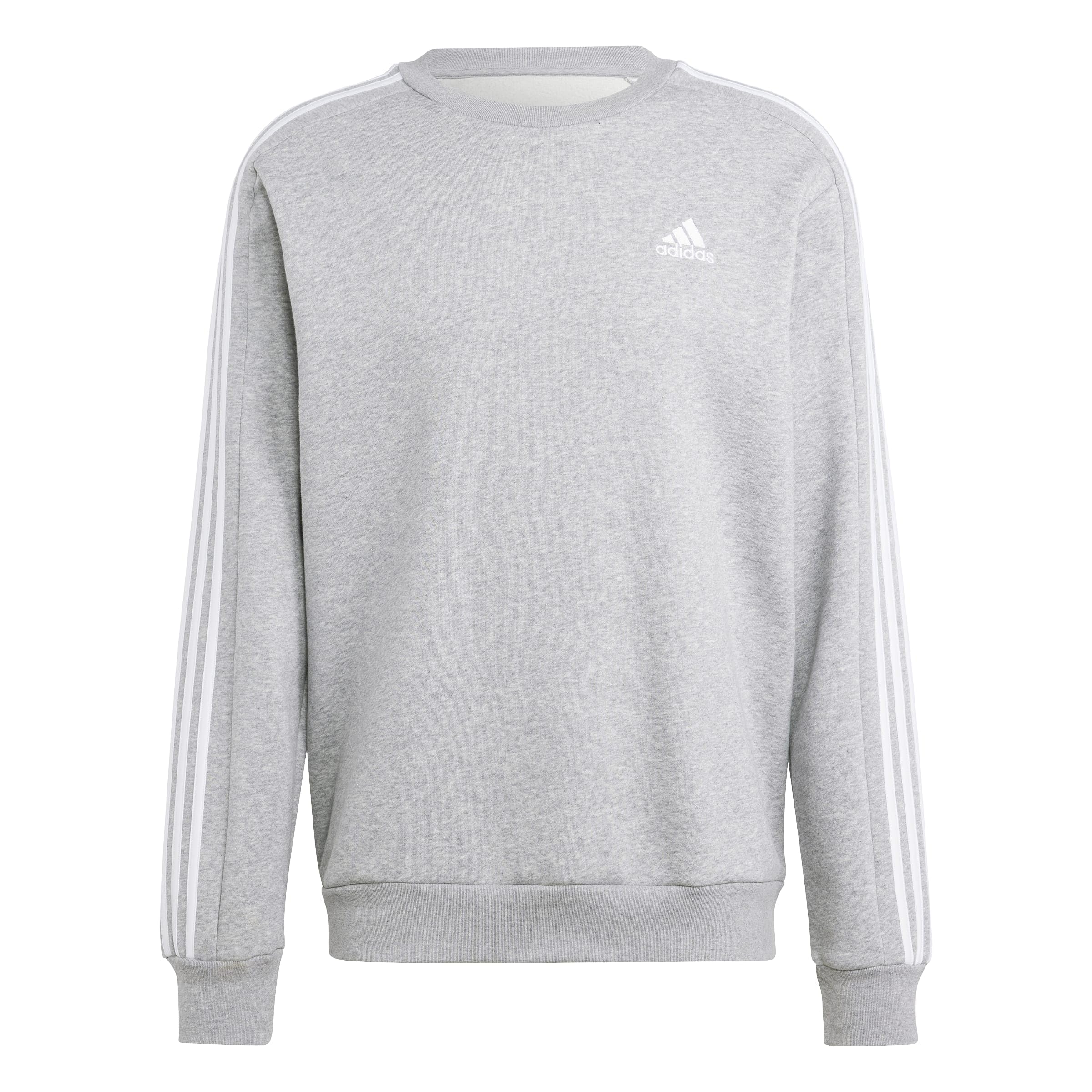 adidas Men's Essentials Fleece 3-Stripes Sweatshirt, Medium Grey Heather, 4X-Large