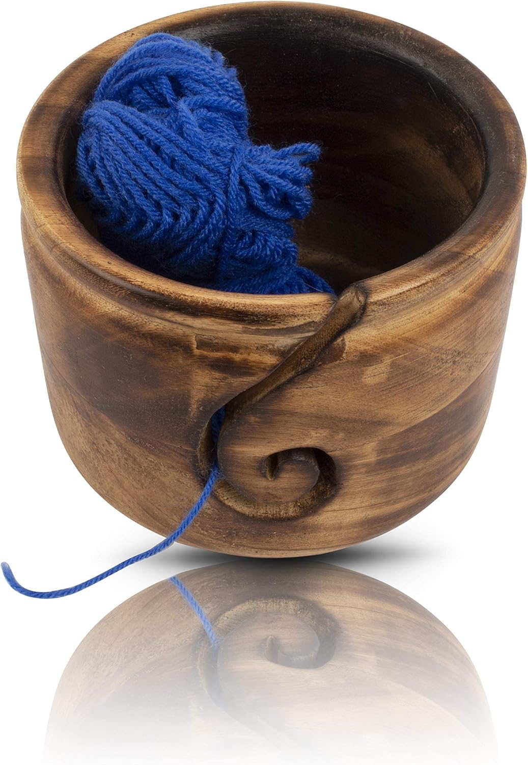 Handcrafted Wooden Yarn Knitting Crochet Bowl Holder For Skien Yarn Balls Decorative Storage Organizer Crocheting Needlework Knitting Accessories Kit Supplies Sturdy Non Slip Gifts For Mother Her