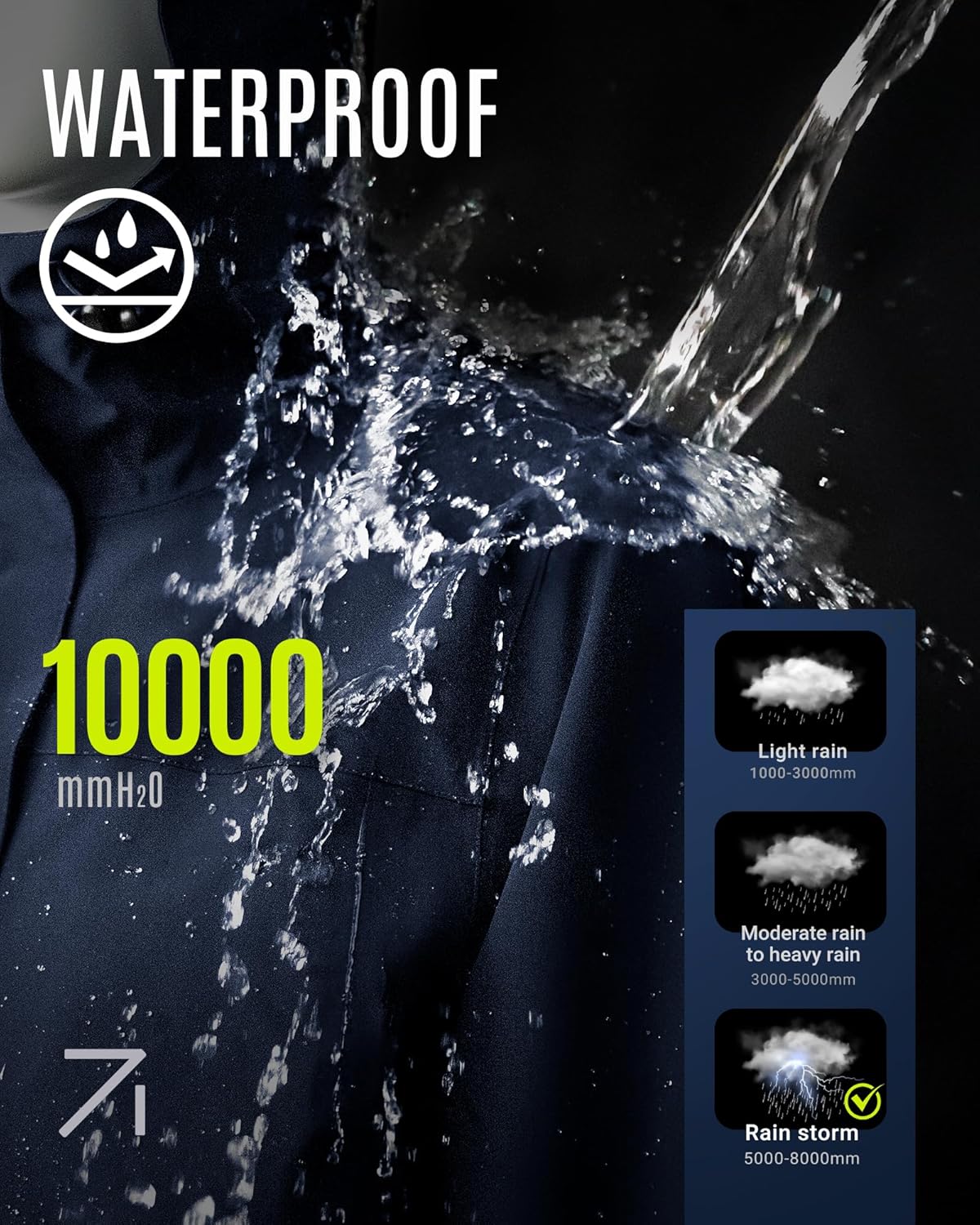 33,000ft Women's Waterproof Long Rain Coats with Mesh-Lind Breathable Rain Jacket with Hood Trench Coats Windbreaker - Image 3