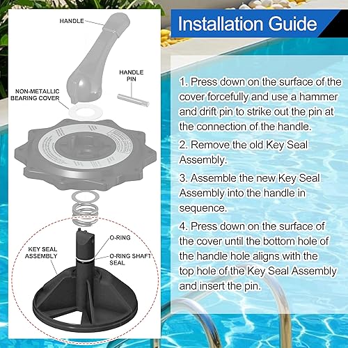 Miniatura 4 de SPX0714CA Llave, reemplazo del conjunto de sello para válvulas multipuerto Hayward y sistemas de filtro de arena compatibles con el sistema de