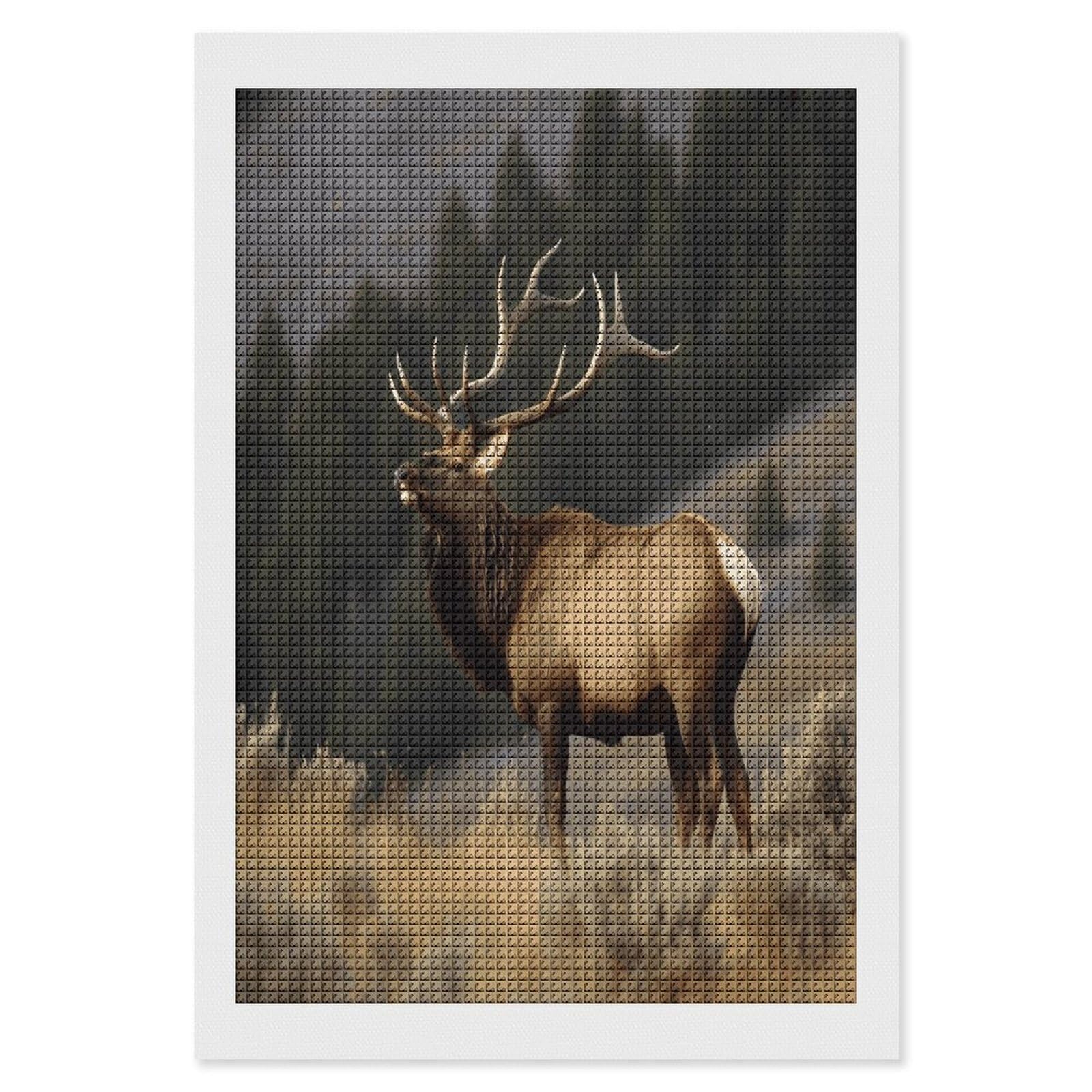 FodPand Bull Elk Diamond Painting Kit for Beginner Fun 5D DIY Crafts for Adults Diamond Art Kits Square Diamond Art Canvas Painting Gem Art Crafts for Home Wall Decor 8"x12"