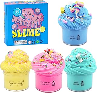 uscan Butter Slime Fluffy Slime Kit, Slime for Kids Cloud Slime Pack of 4, Scented Slime Stretchy and Non Sticky Slime Supplies Sime Kit for Girls Boys Party Favors for Kids Slime Toys