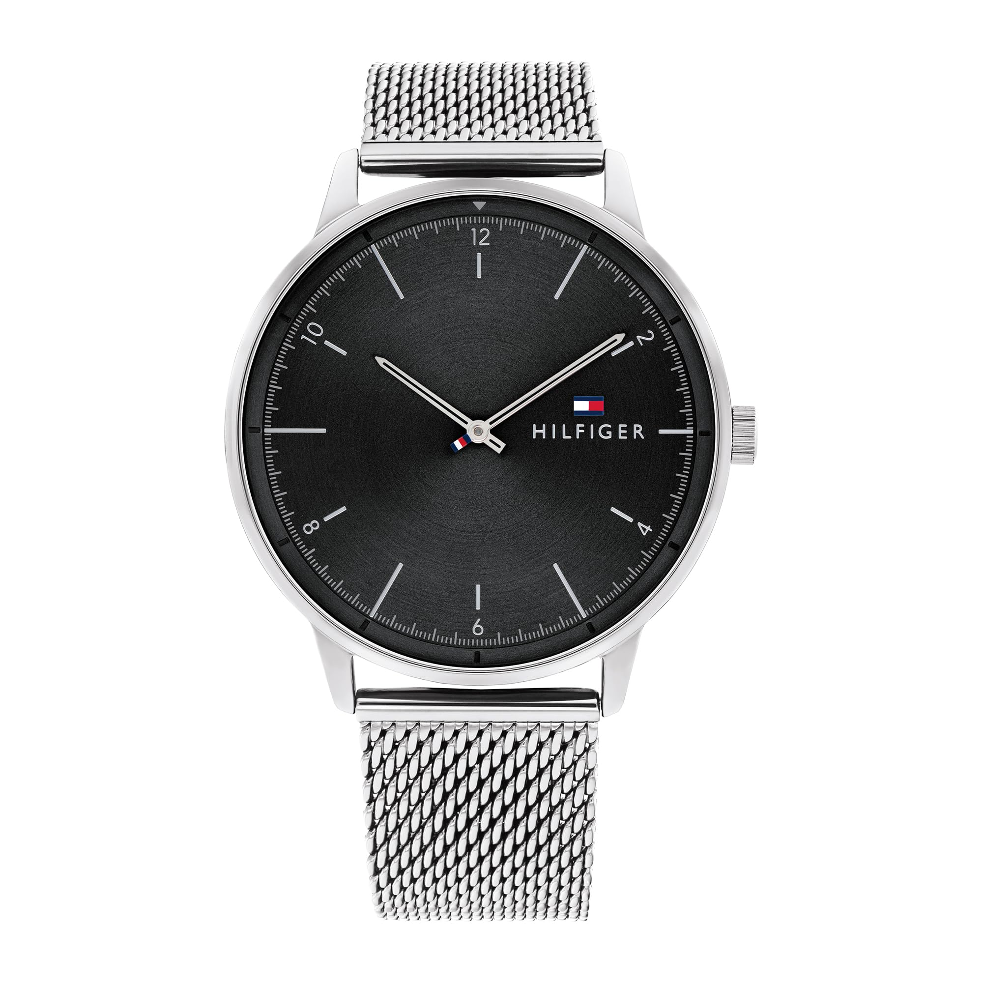 Tommy Hilfiger Analog Quarzuhr für Herren mit Silbernes Edelstahl-Mesh-Gliederarmband - 1791842