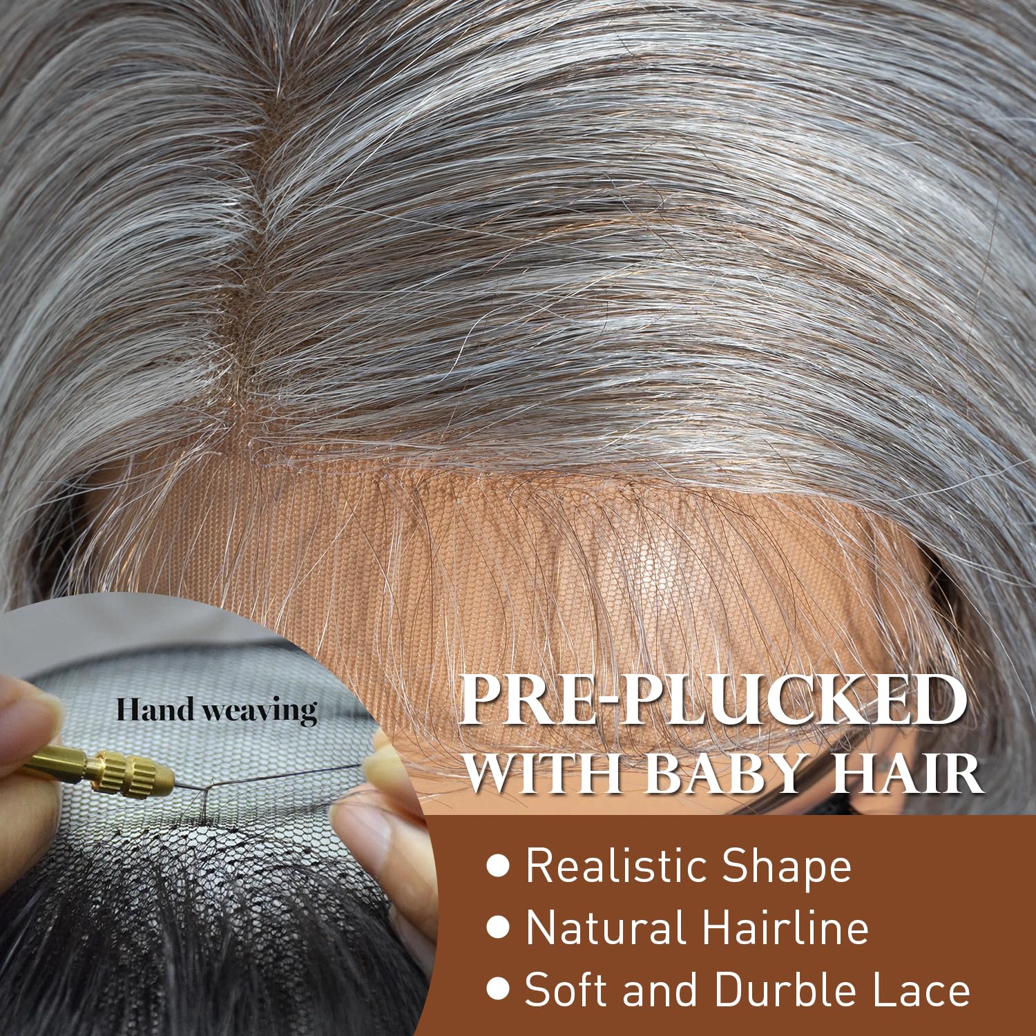 Joedir 13X4 Lace Front Wig Free Parting Lace Frontal Wigs With Baby Hair Pre Plucked Synthetic Wig Natural Looking Body Wave Wigs for Women 30 Inch Glueless Lace Front Wigs Grey - Image 3