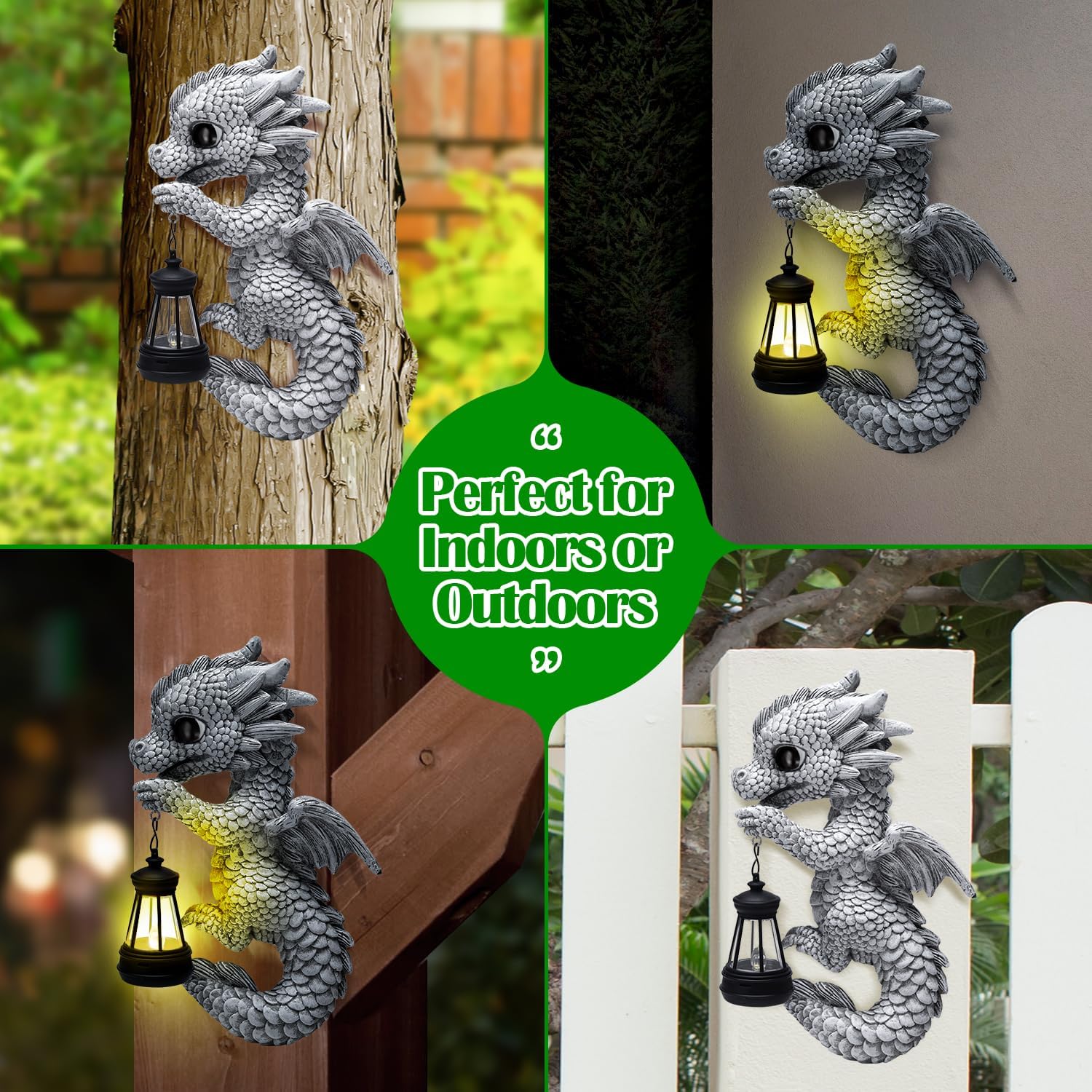 Tfro & Cile Dragon Garden Statue Solar Tree Hugger Light Outdoor Lawn Decor for Balcony Patio Yard Idea Gift for Women