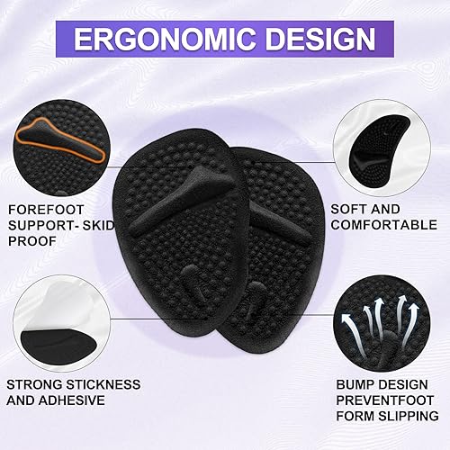 Miniatura 4 de 6 pares de almohadillas metatarsianas para talones de bolas de gel de pies para mujeres, almohadillas adhesivas invisibles para el antepié, inserto