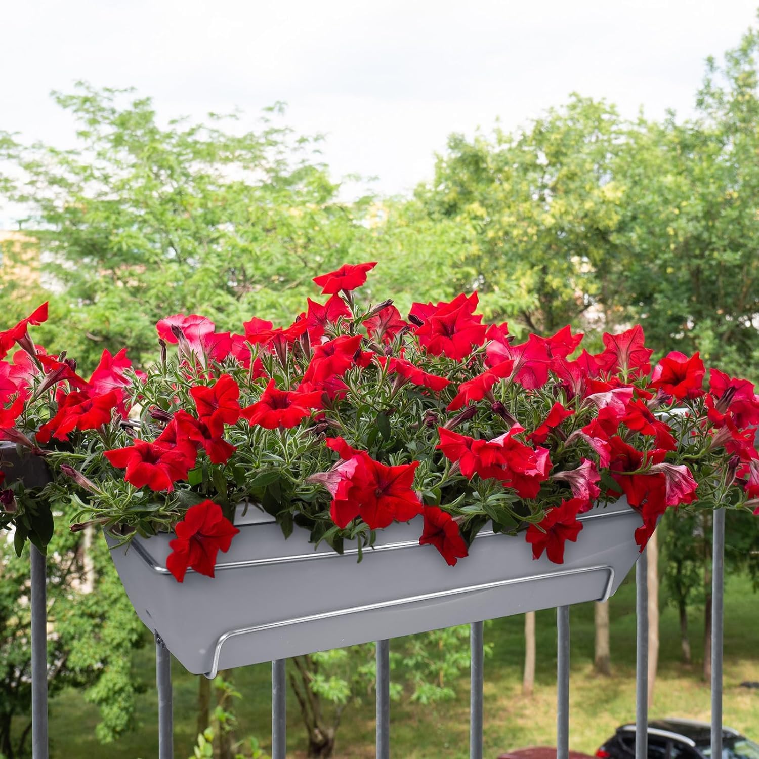 Tcevily 4 Sets 24 Inch Hanging Railing Planter Window Flower Boxes with ...