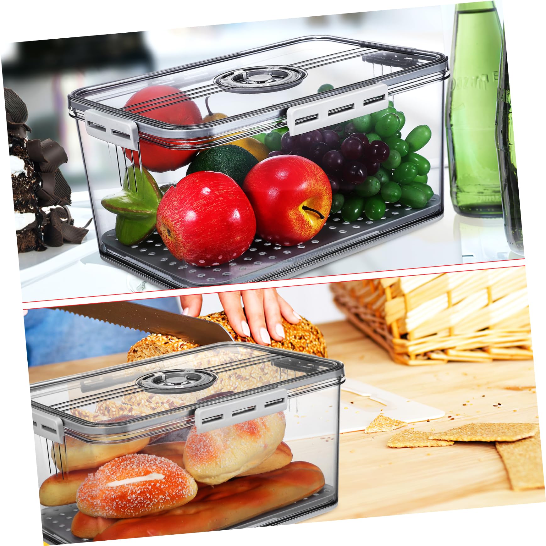 Mikinona Caja De Almacenamiento Organizador De Refrigerador Sellado Hermético Contenedores De Cocina Material Pet