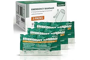 6 Inch Vacuum Sealed Israeli Pressure Bandages (3 Pack) & First Aid...