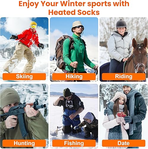 Miniatura 9 de QILOVE Calentado Scoks - Calcetines térmicos de invierno con 3 ajustes de calefacción, recargable y eléctrico, para hombres y mujeres