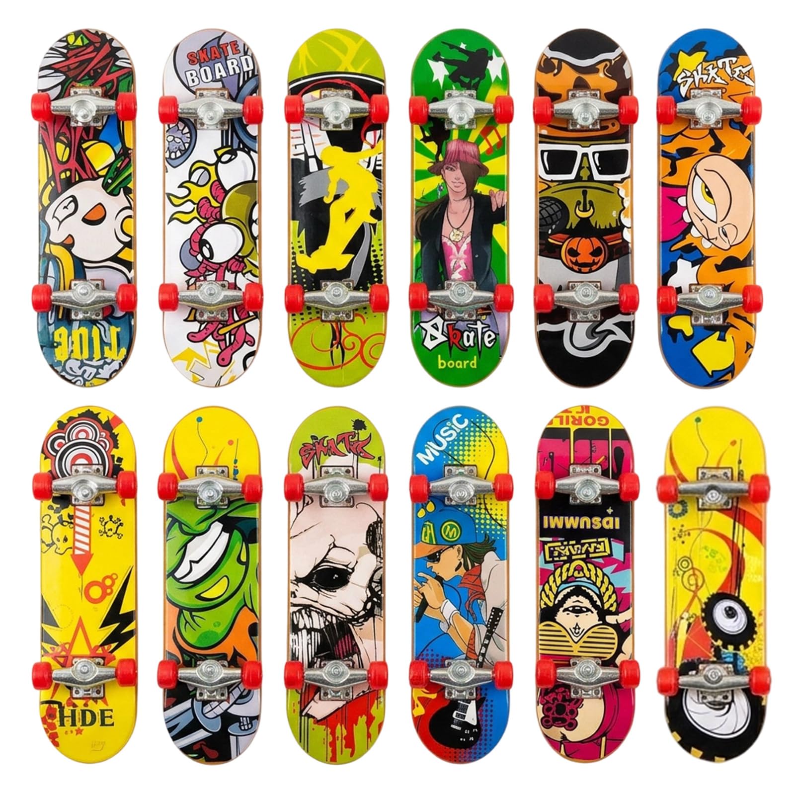 12 Finger Skateboards, Mini Skateboard Set for Desk Gaming