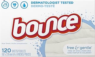 Bounce Free & Gentle Unscented Fabric Softener Dryer Sheets for Sensitive Skin, 120 Count