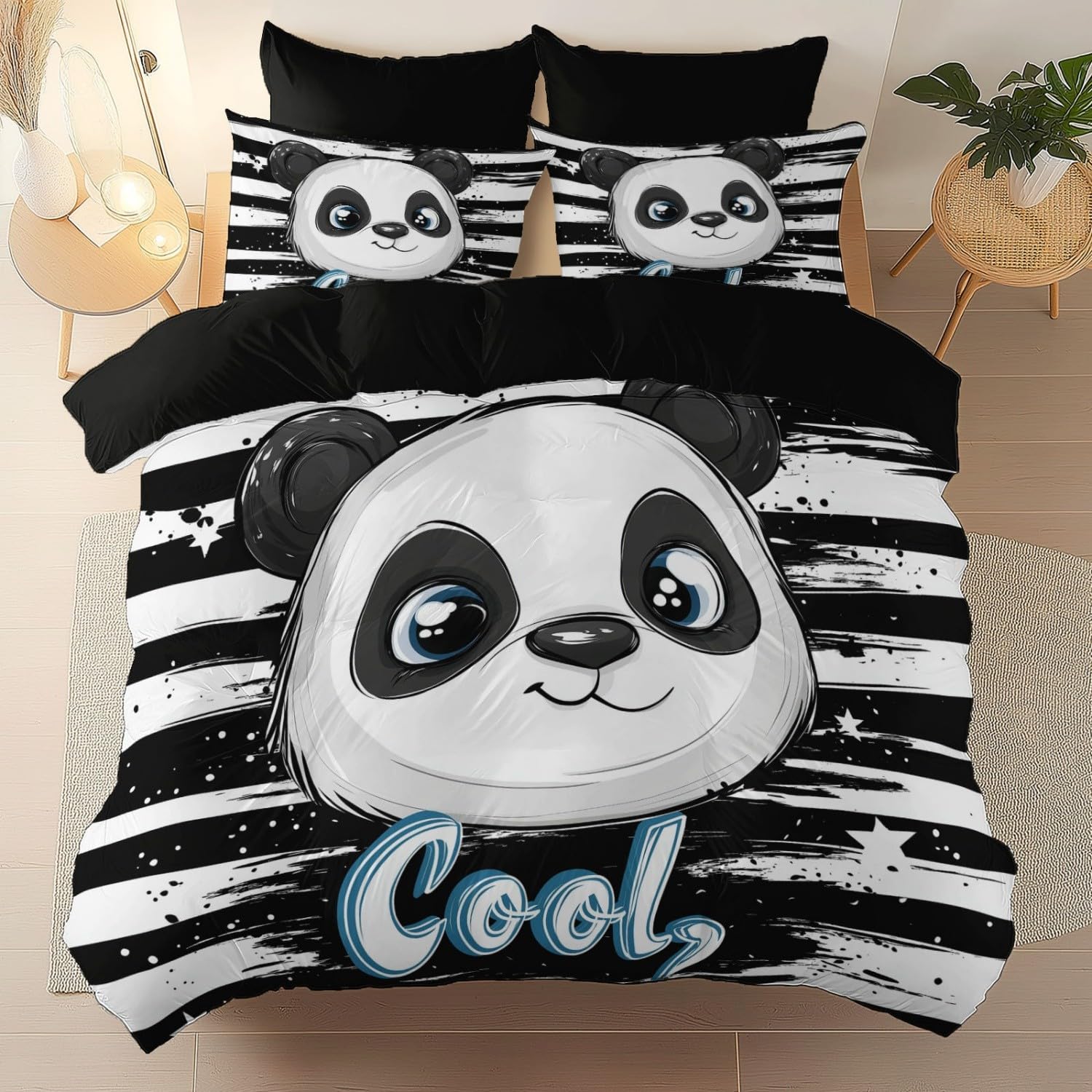 Housse de couette 240x220 cm anti-plis à fermeture éclair pour lit double