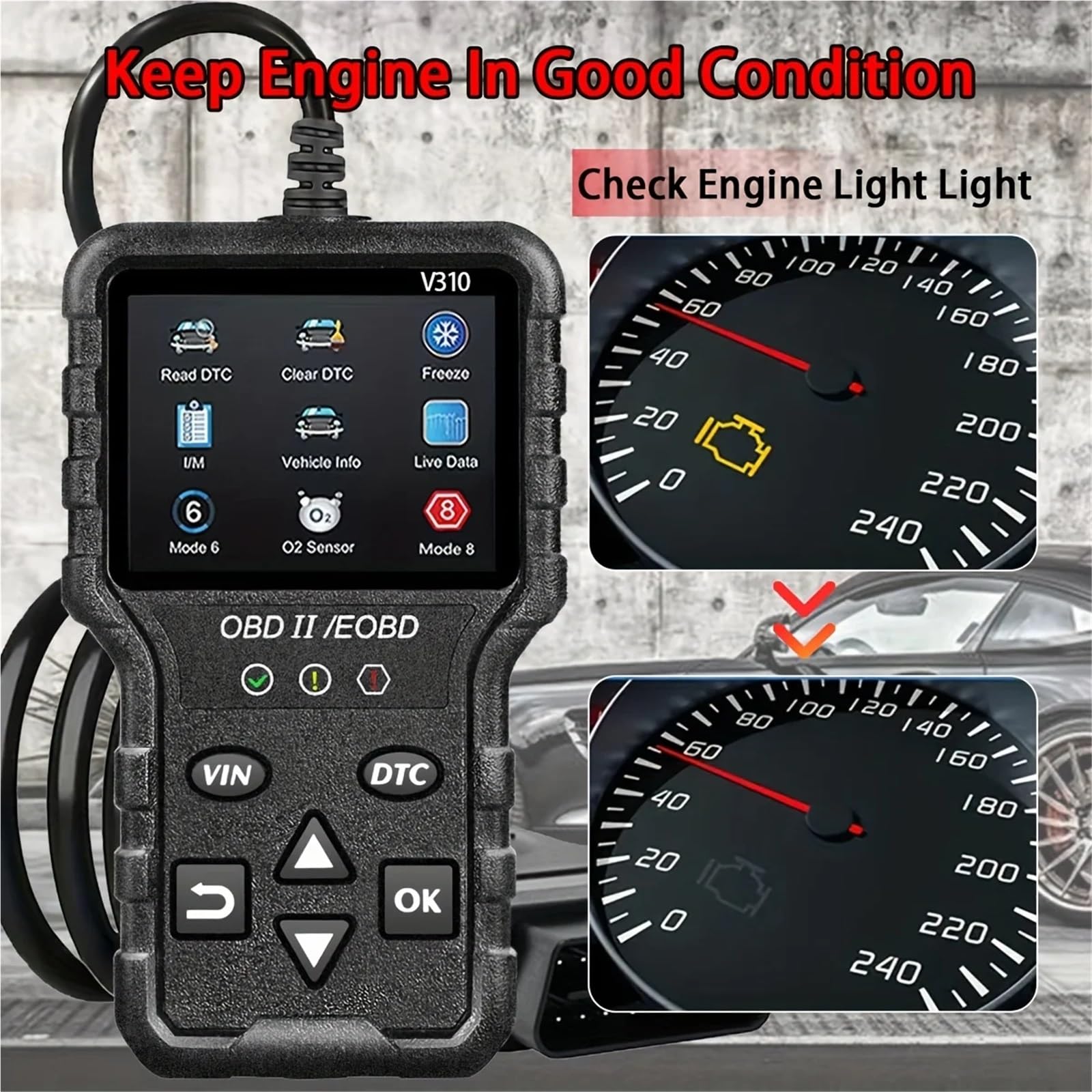 Car Voltage Tester Engine Fault Code Reader Obd2 V310 Scanner Diagnostic Tool Can Charging Suitable