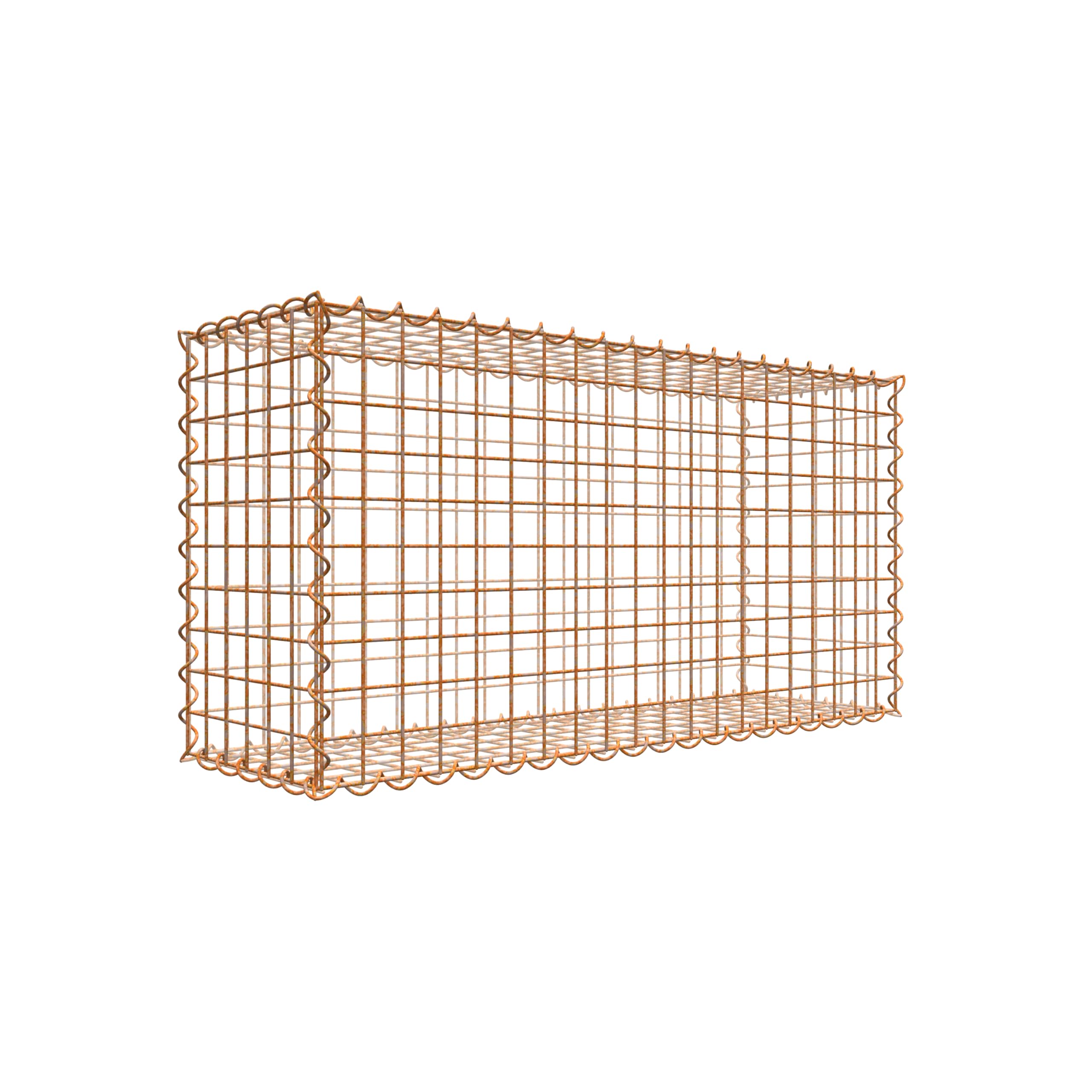 Rostige Gabione 100 cm x 50 cm x 30 cm (L x H x T), Maschenweite 5 cm x 5 cm, Spirale