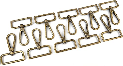 Miniatura 4 de VersaKits 10 piezas de 1 pulgada de bronce con anillo en D giratorio, cierre de langosta para puerta de empuje, clips de gatillo para bolso,